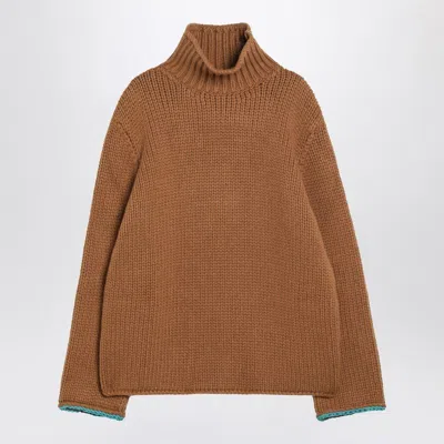 Loewe Brown Wool Turtleneck Sweater In White