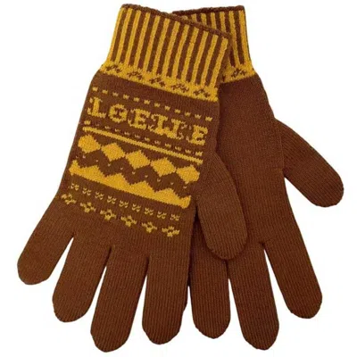 Pre-owned Loewe Brown Yellow Wool Nylon Polyester Short Gloves ()