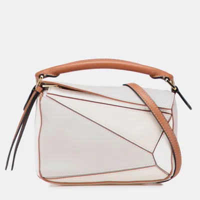 Pre-owned Loewe Brown/cream Mini Calfskin Puzzle Satchel