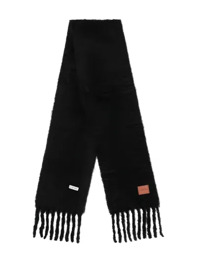 Loewe Anagram Mohair Fringe Scarf In Black