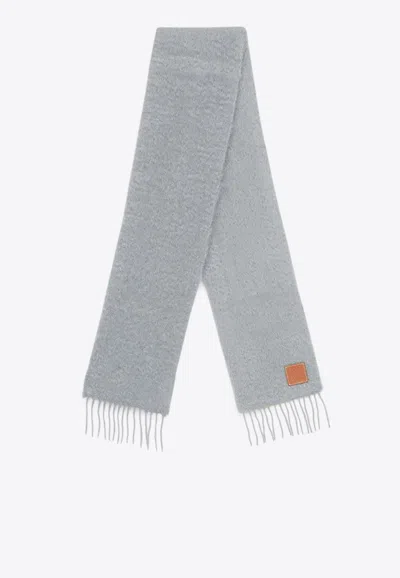 Loewe Brushed Mohair-blend Scarf In Gray