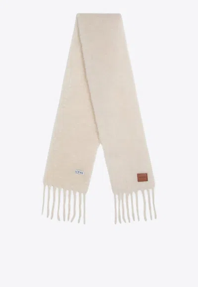 Loewe Brushed Mohair-blend Scarf In White