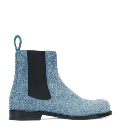 Loewe Brushed Suede Campo Chelsea Boots In Blue