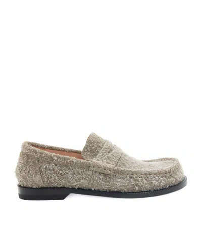 LOEWE BRUSHED SUEDE CAMPO LOAFERS