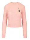 Loewe Brushed Wool Sweater Knitwear Rose In Pink