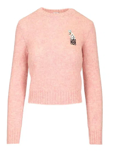 Loewe Brushed Wool Sweater Knitwear Rose