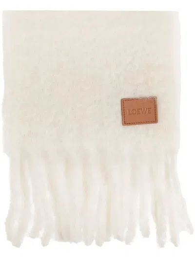Loewe Brushed-finish Wool Scarf In Neutral