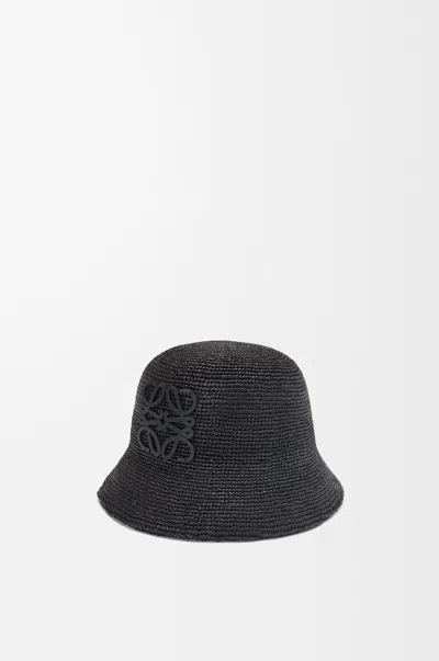 Loewe Bucket Hat Aus Bast Und Leder Grösse:57 Für Frau In Blue