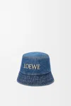 Loewe Denim Bucket Hat With Logo Embroidery In Blue