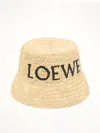 Loewe Logo-embroidered Raffia Bucket Hat In Purple