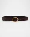Loewe Buckle Calf Leather Belt In Black Gold