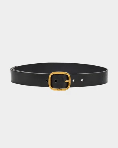Loewe Buckle Calf Leather Belt In Black