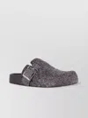 Loewe Buckle Detail Open Back Textured Finish Slippers In Multi