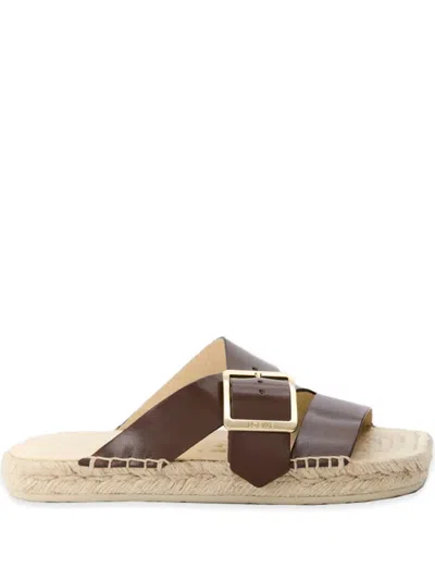 Loewe Buckle-fastening Espadrille Slides In Neutral