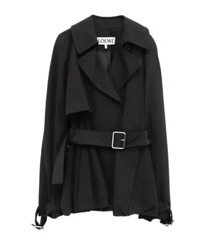 Loewe Belted Balloon-silhouette Jacket In Black