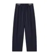 Loewe Womens Navy Blue Belted Wide-leg Wool-silk Blend Trousers In Black