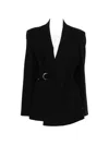 Loewe Womens Black Peak-lapel Draped Wool And Leather Blend Jacket In Black