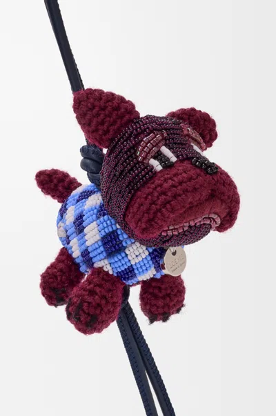 Loewe Bulldog Charm In Beads And Felt For Woman In Multi