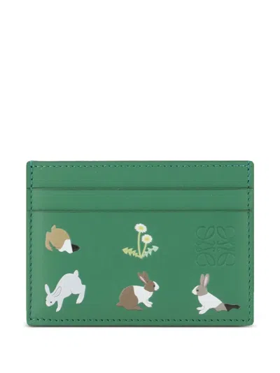 Loewe Bunnies Plain Cardholder In Green