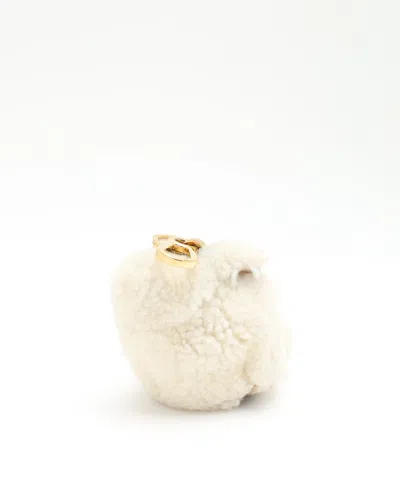 Loewe Bunny Coin Purse Charm In Shearling In White