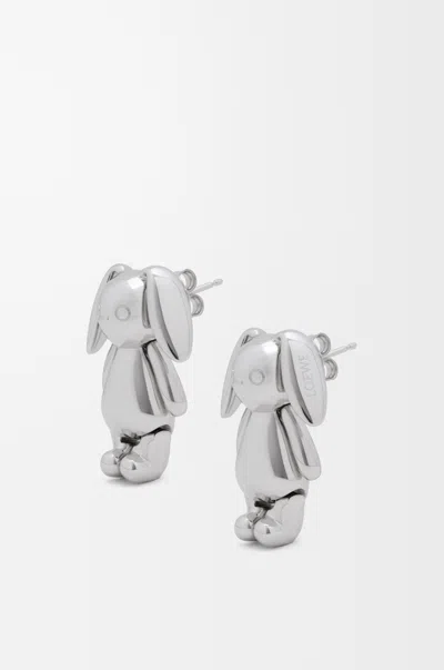 Loewe Bunny Earrings In Brass For Woman In Silver