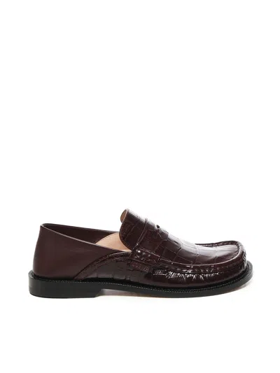LOEWE BURGUNDY LEATHER CAMPO LOAFERS