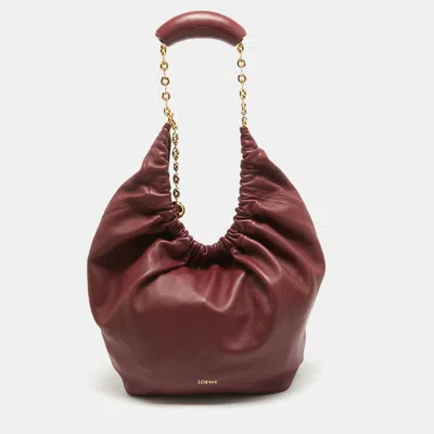 Pre-owned Loewe Burgundy Leather Squeeze Bag