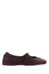 Loewe Burgundy Nappa Leather Pebble Ballerinas In Animal Print