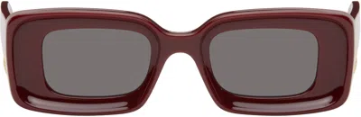 Loewe Burgundy Rectangular Sunglasses In Multi