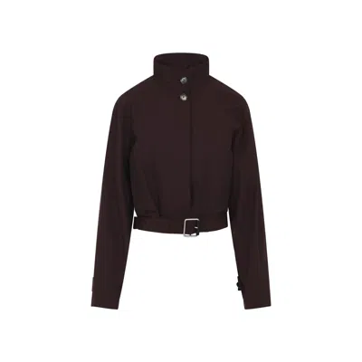 Loewe Short Trench Coat With Belt In Burgundy