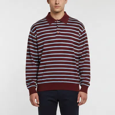 Pre-owned Loewe Burgundy Stripe Knit Long Sleeve Sweatshirt L In White