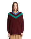 Loewe Wool Sweater With Layered Construction In Burgundy