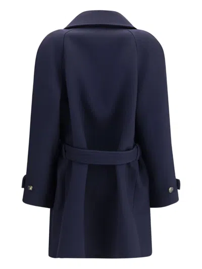 Loewe Double-breasted Belted Wool And Silk-blend Twill Jacket In Blue
