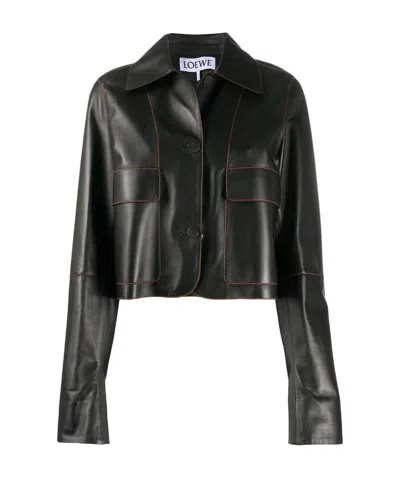 Loewe Button Jacket In Nappa In Black