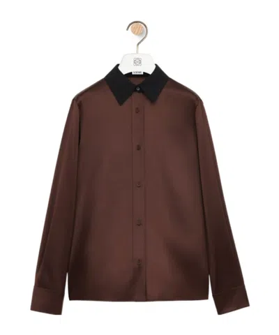Loewe Button Lapel Shirt In Brown