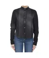 Loewe Pleated Bib Front Denim Cropped Shirt In Black