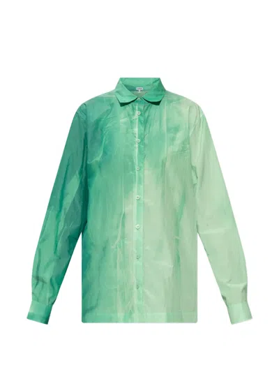 Loewe Button-down Cotton Shirt In Green