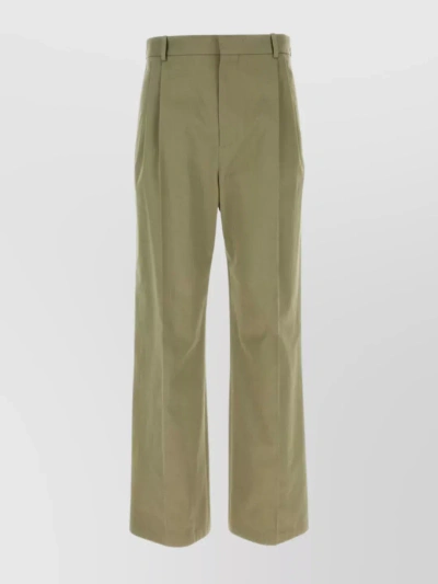 Loewe Buttoned Back Pocket Wide Leg Trousers In Green