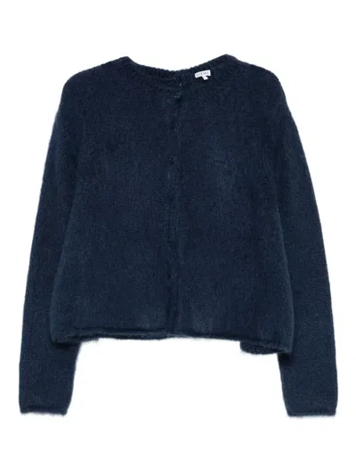 Loewe Stretch Mohair Blend Cardigan With Long Sleeves In Black