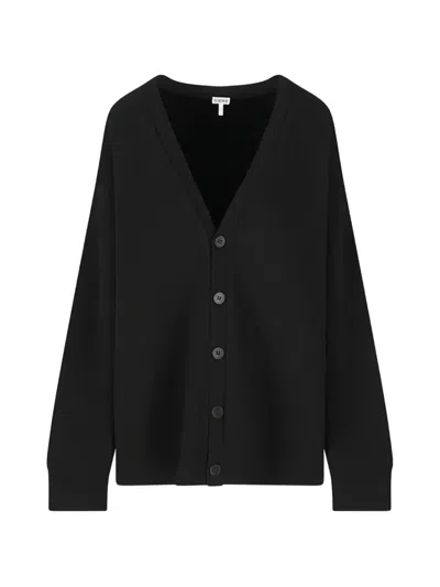 Loewe Buttoned Knitted Cardigan In Black