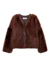 Loewe Buttoned Lambskin Jacket In Brown
