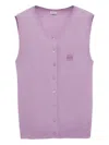 Loewe Buttoned Logo-embroidered Vest In Pink