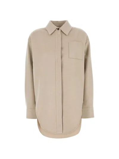 Loewe Wool-cashmere Flannel Overshirt In Brown