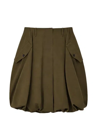 Loewe Button-pockets Mini Skirt In Green