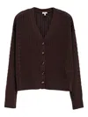 Loewe Cable-knit Buttoned Cardigan In Brown