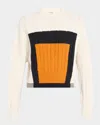Loewe Cable Knit Crop Crewneck Sweater In Multi