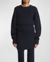 Loewe Long Ribbed Wool Sweater In Navy Blue
