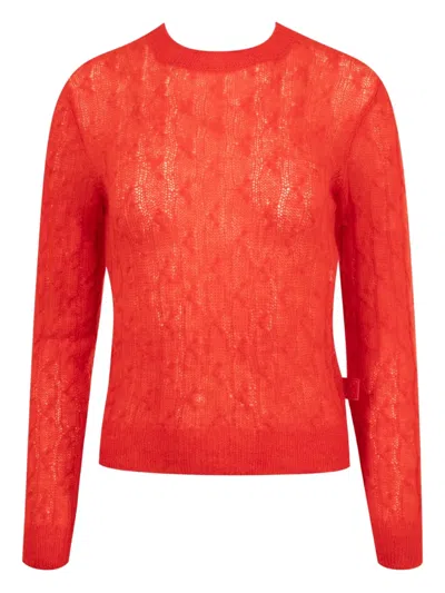 Loewe Cable-knit Jumper In Red