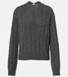 Loewe Womens Grey Keyhole Cable-knit Wool Jumper In Gray