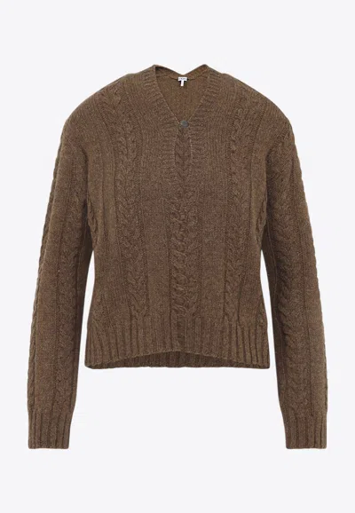 LOEWE CABLE-KNIT WOOL SWEATER